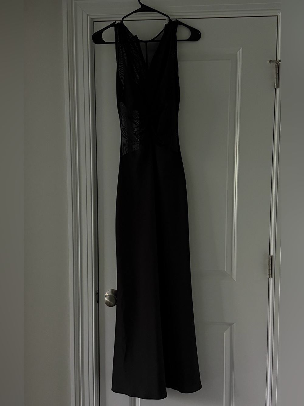 Black Sleeveless Maxi Dress with Sheer Accent
